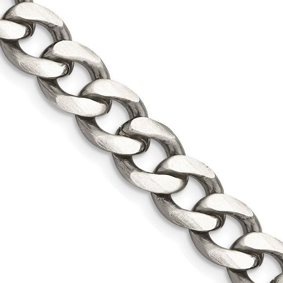 Kazi Luxury Sterling Silver Antiqued 8mm Curb Chain